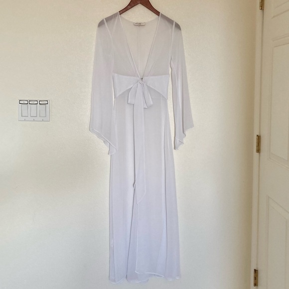 RARE: HOUSE OF CB Evisa Bridal Robe Peignoir XS Extra Small White Sheer Cover Up - Picture 4 of 14